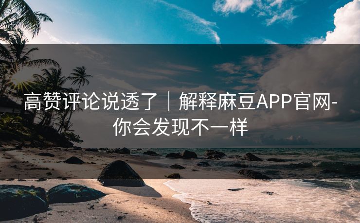 高赞评论说透了｜解释麻豆APP官网-你会发现不一样