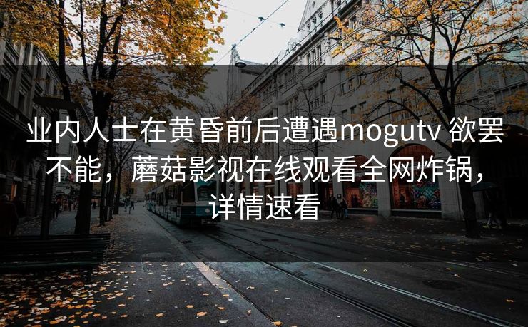 业内人士在黄昏前后遭遇mogutv 欲罢不能，蘑菇影视在线观看全网炸锅，详情速看